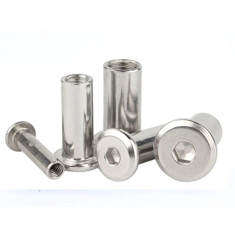 Stainless Steel Large Flat Hex Hexagon Socket Head Joint Sleeve Connector Furniture Insert Rivet Nut